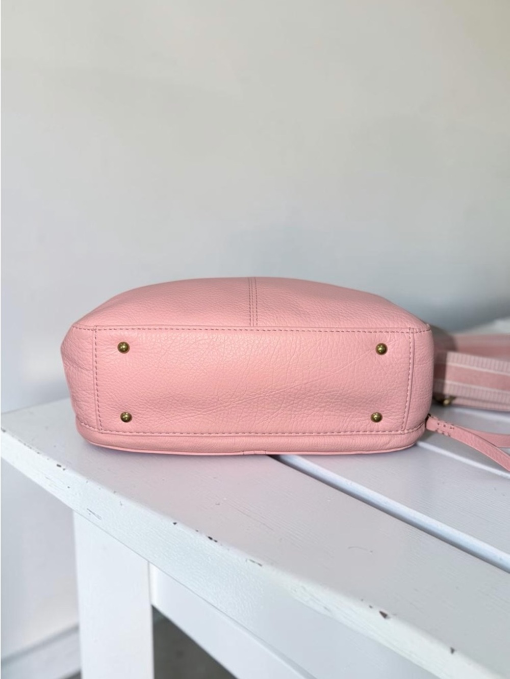 American Leather Co. NWOT Marino Blush Pink Leather Flap Crossbody Bag - Picture 7 of 9